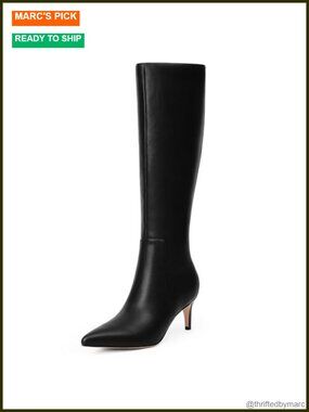 Kitten Heel Knee High Boots Pointed Toe Side Zipper Women Tall Boots